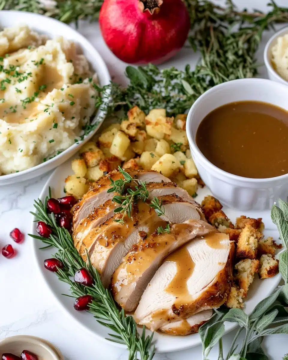 Butter and Herb Turkey Breast Roast with Easy Pan Gravy Recipe - Recipe Image