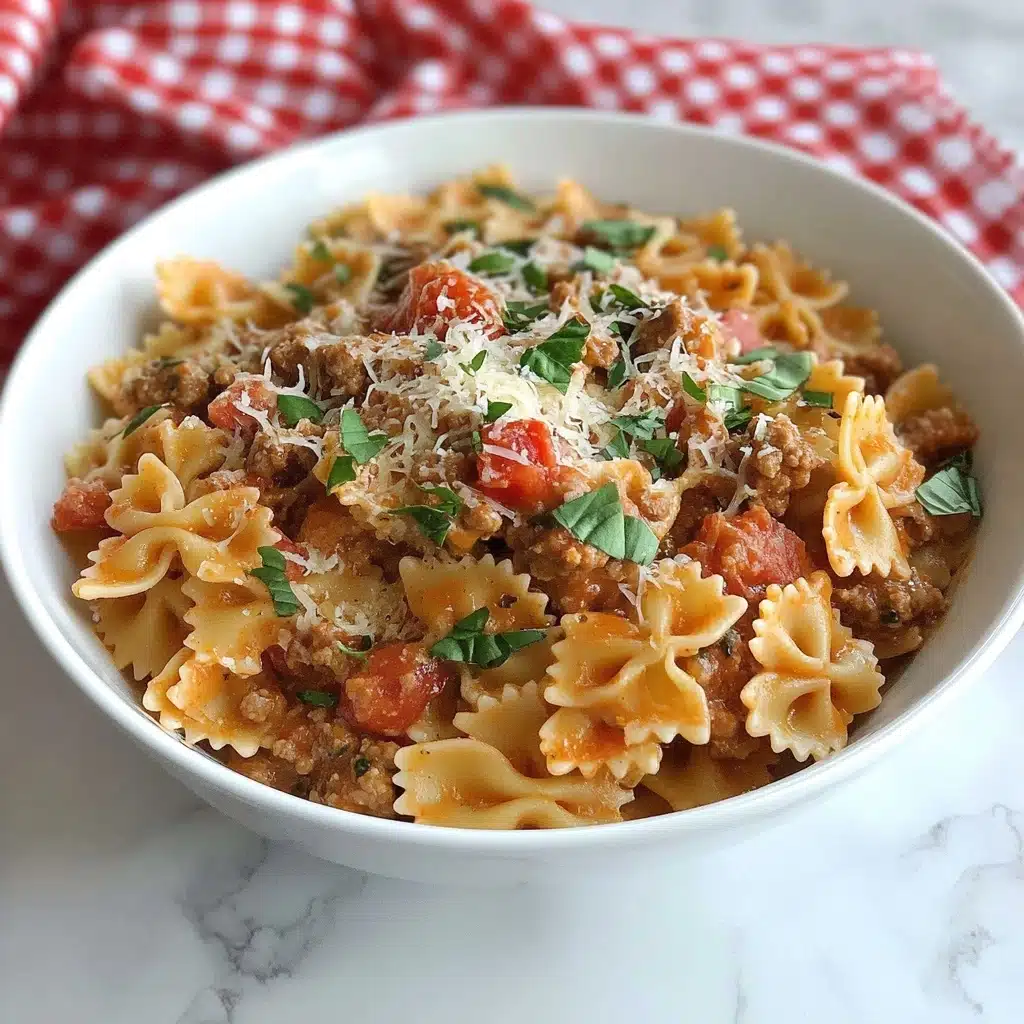 Bowtie Pasta with Sausage, Tomatoes and Cream Recipe - Recipe Image