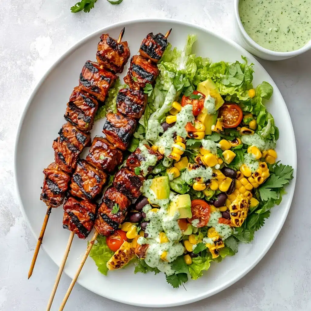 BBQ Chicken Skewer Salad Recipe - Recipe Image