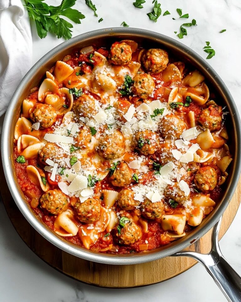 Orecchiette with Baked Mini Chicken Meatballs in Tomato Cream Sauce Recipe