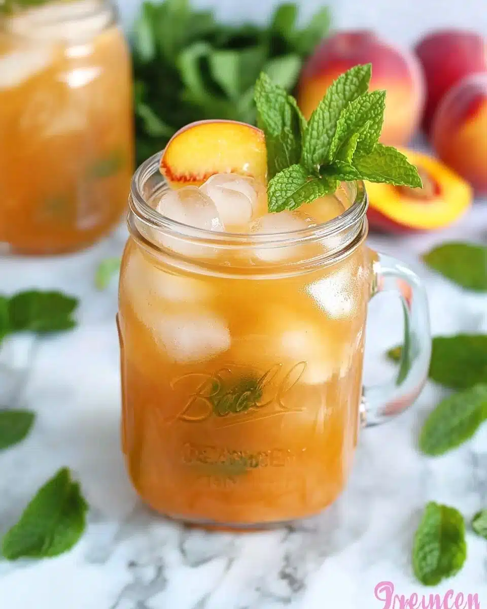 Minty Peach Tea Punch Recipe - Recipe Image