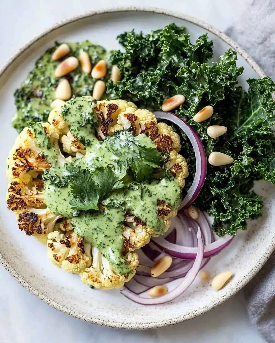 Zaatar Cauliflower Steaks with Green Tahini Sauce Recipe - Recipe Image
