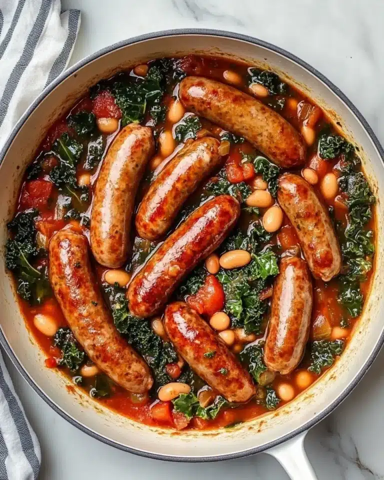 Tuscan Chicken Sausages with White Beans and Kale Recipe