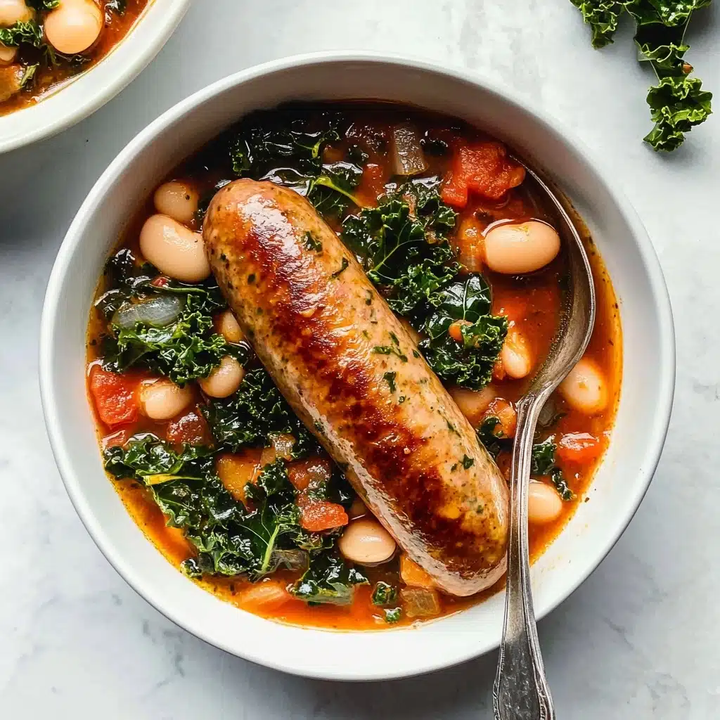 Tuscan Chicken Sausages with White Beans and Kale Recipe - Recipe Image
