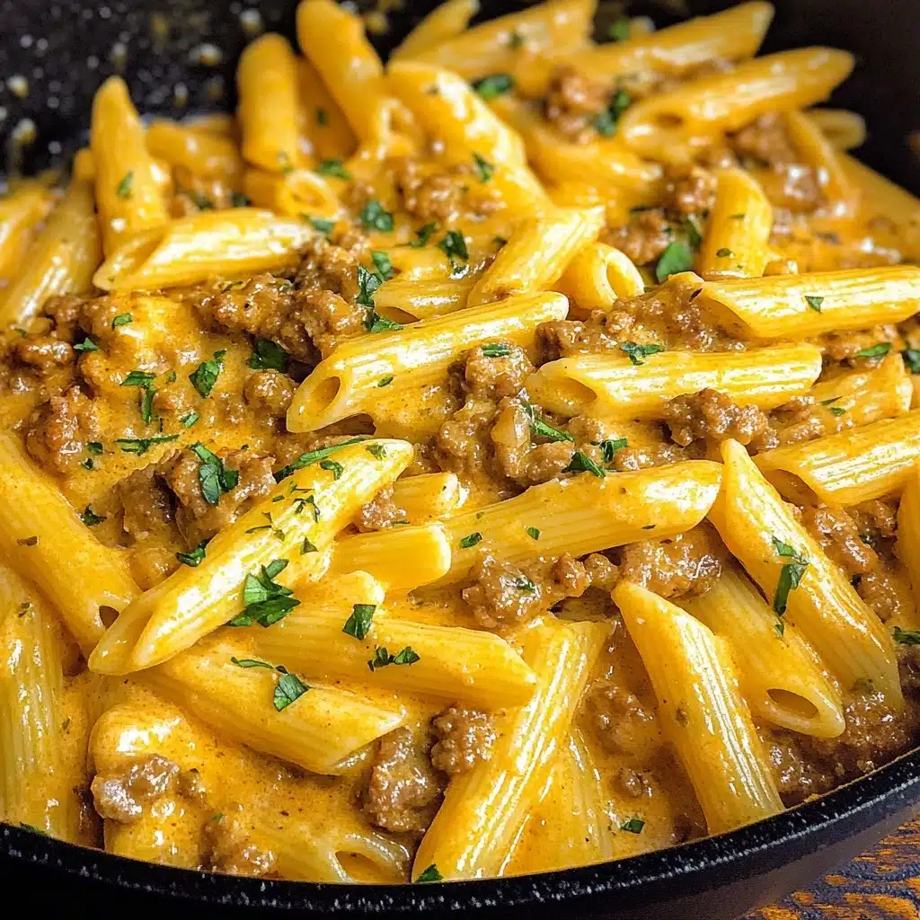 Cheesy Ground Beef Pasta Skillet Recipe - Recipe Image