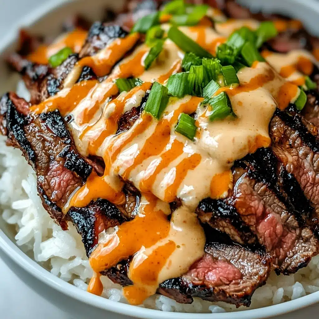 Korean BBQ Steak Rice Bowls with Spicy Cream Sauce Recipe - Recipe Image