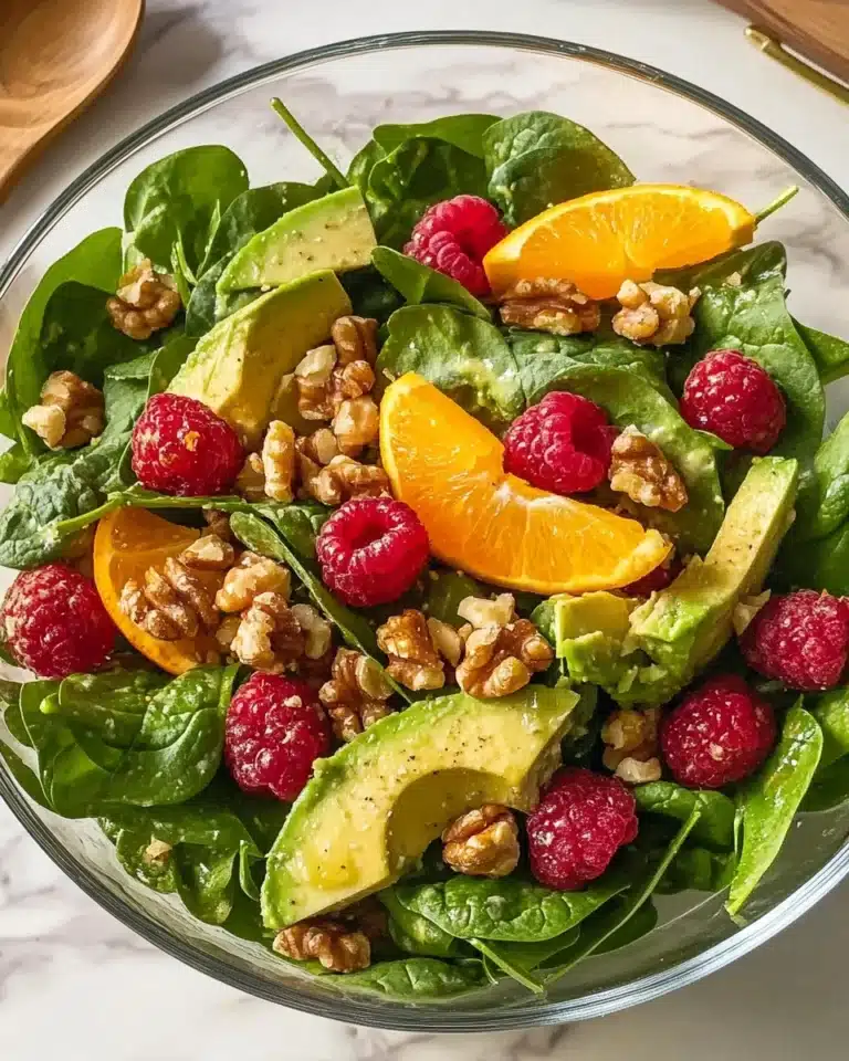 Raspberry-Spinach Salad with Avocado & Walnuts Recipe