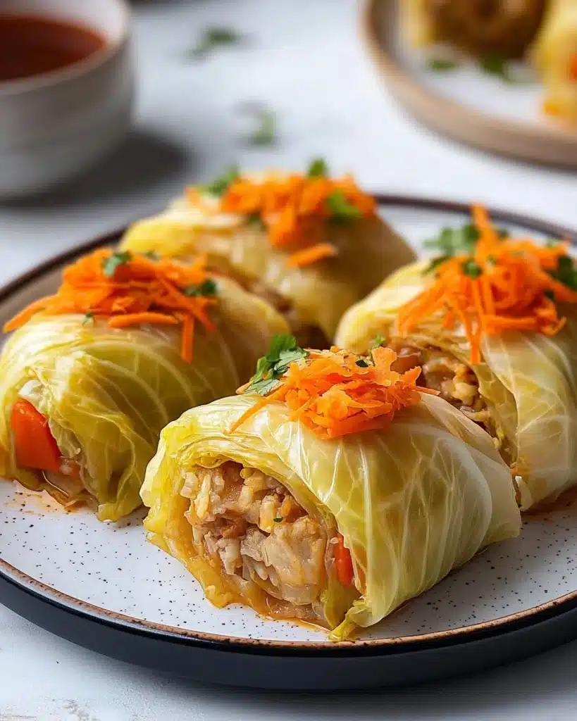 Easy Russian Chicken and Cabbage Rolls with Fresh Veggies (Golubtsi) Recipe