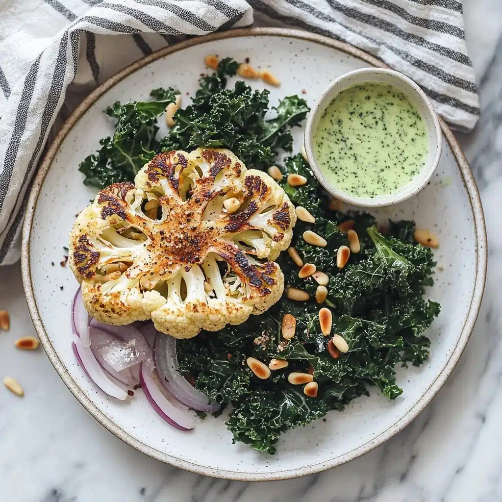 Zaatar Cauliflower Steaks with Green Tahini Sauce Recipe
