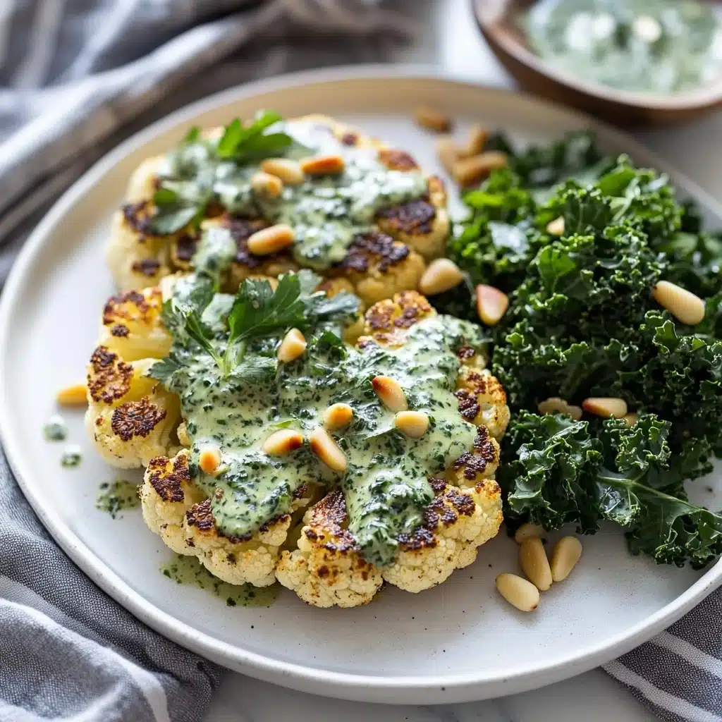 Zaatar Cauliflower Steaks with Green Tahini Sauce Recipe - Recipe Image