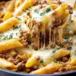 Cheesy Ground Beef Pasta Skillet Recipe
