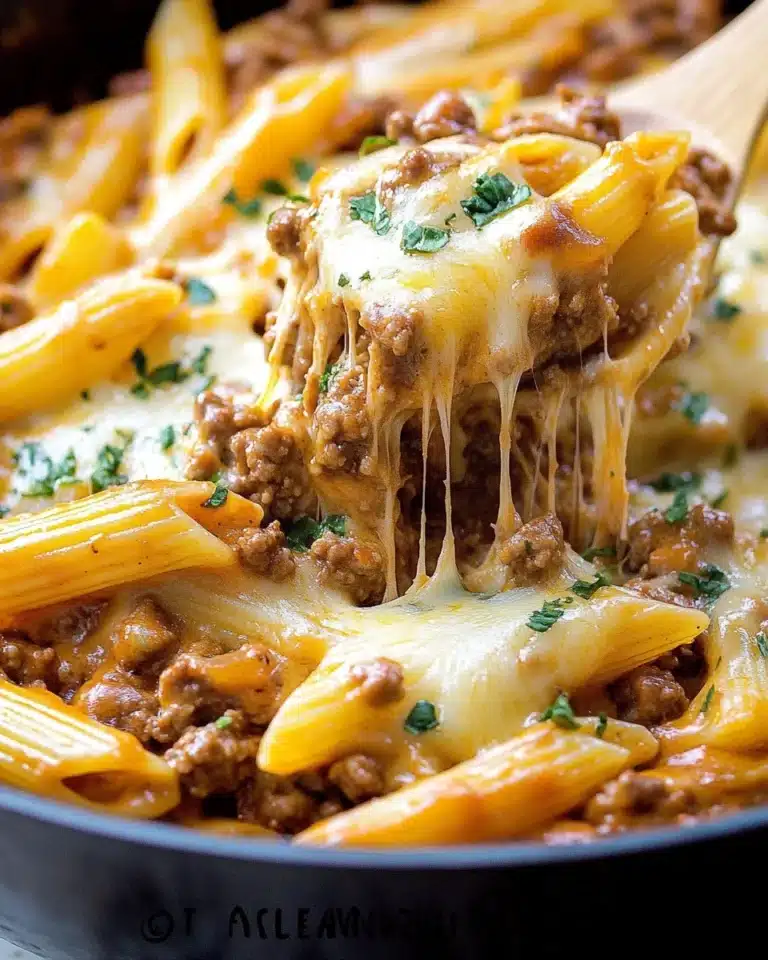 Cheesy Ground Beef Pasta Skillet Recipe