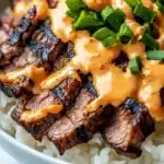 Korean BBQ Steak Rice Bowls with Spicy Cream Sauce Recipe
