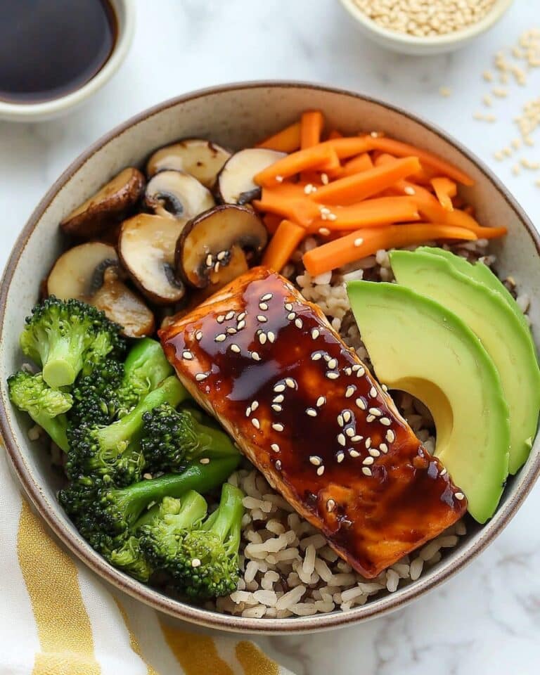 Teriyaki Salmon Bowl with Veggies and Avocado Recipe