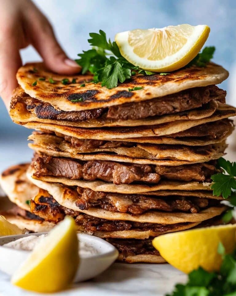 Crispy Lebanese Meat Stuffed Pita (Arayes) with Whipped Tahini Sauce Recipe