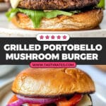 Portobello Mushroom Burger with Mozzarella, Roasted Peppers and Pesto Mayo Recipe