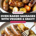 Oven Baked Sausages with Potatoes, Vegetable AND Gravy! Recipe