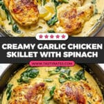 Creamy Garlic Skillet Chicken with Spinach Recipe