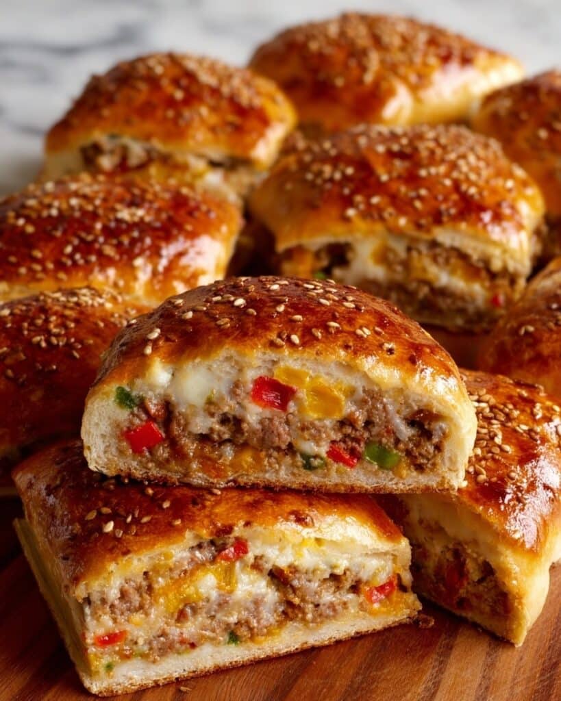 Sausage and Pepper Stuffed Bread with Melted Cheese and Marinara Dipping Sauce Recipe