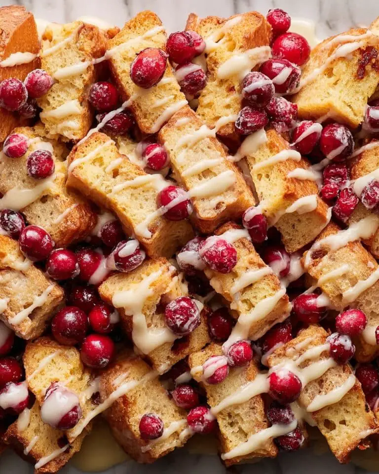 Cranberry Bread Pudding with Orange-Almond Icing Recipe
