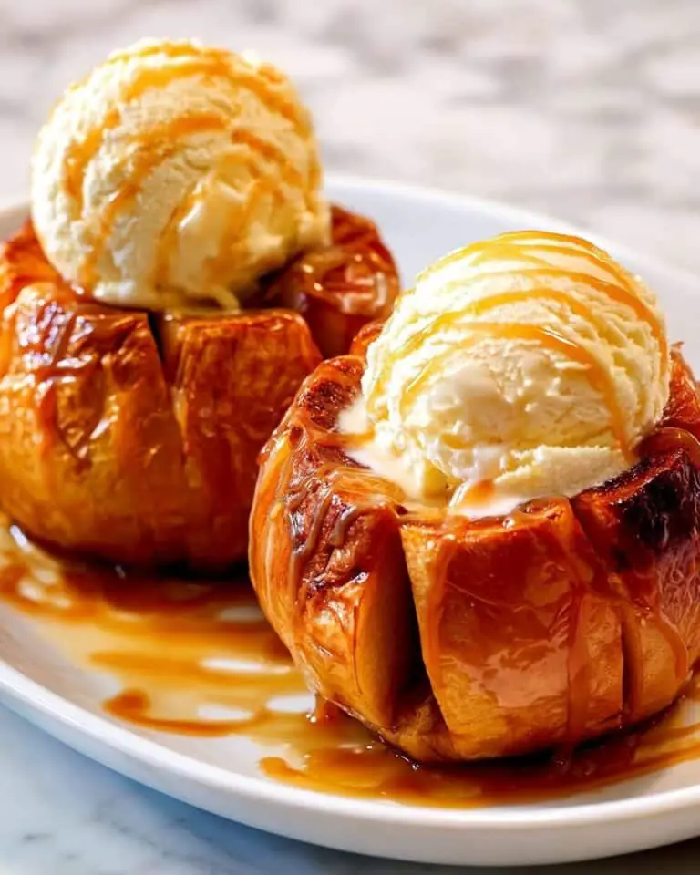Bloomin’ Apples with Caramel and Ice Cream Recipe