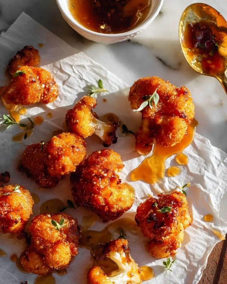 Crunchy Baked Hot Honey Cauliflower with Creamy Wing Sauce Recipe