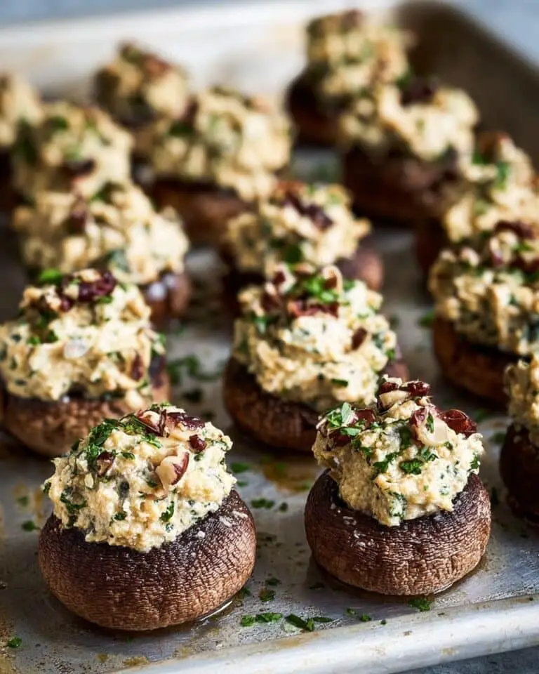 Stuffed Mushrooms with Panko, Pecorino, Sun-Dried Tomatoes, and Pine Nuts Recipe