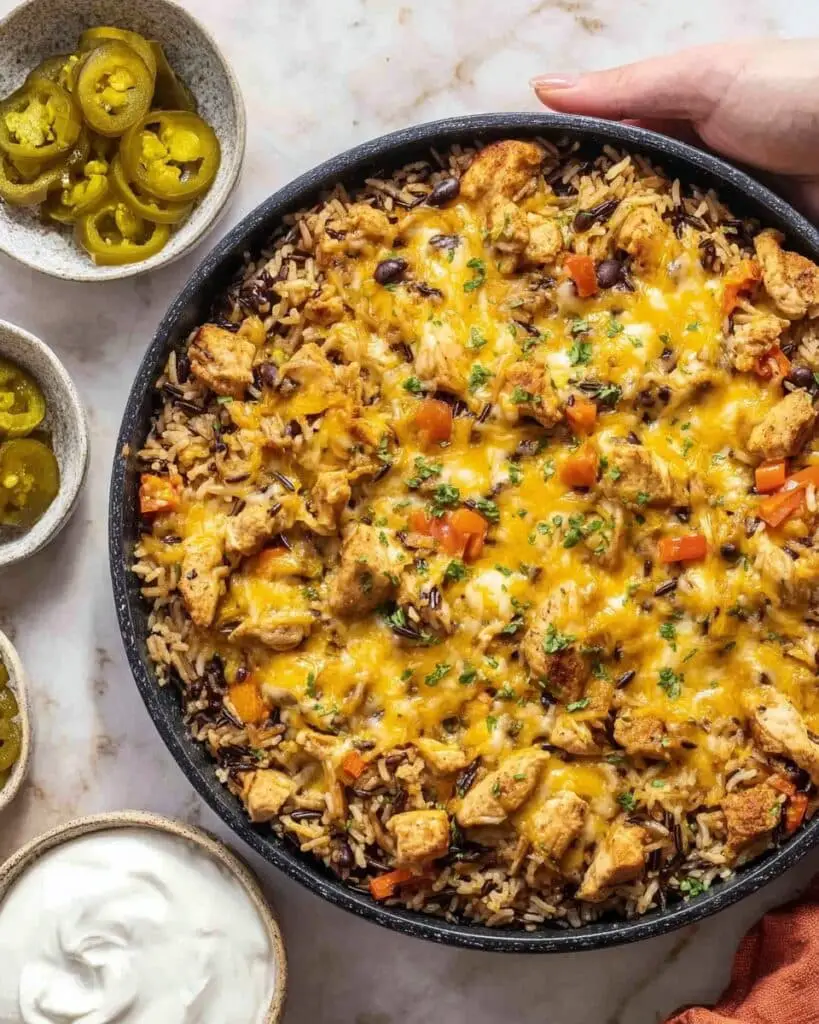 Fiesta Chicken Skillet with Black Beans and Mexican Rice Recipe