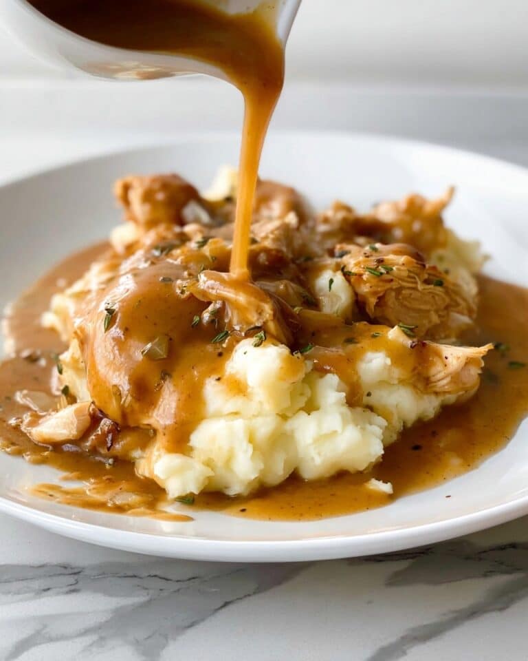 Smothered Chicken and Gravy with Cheesy Mashed Potatoes Recipe