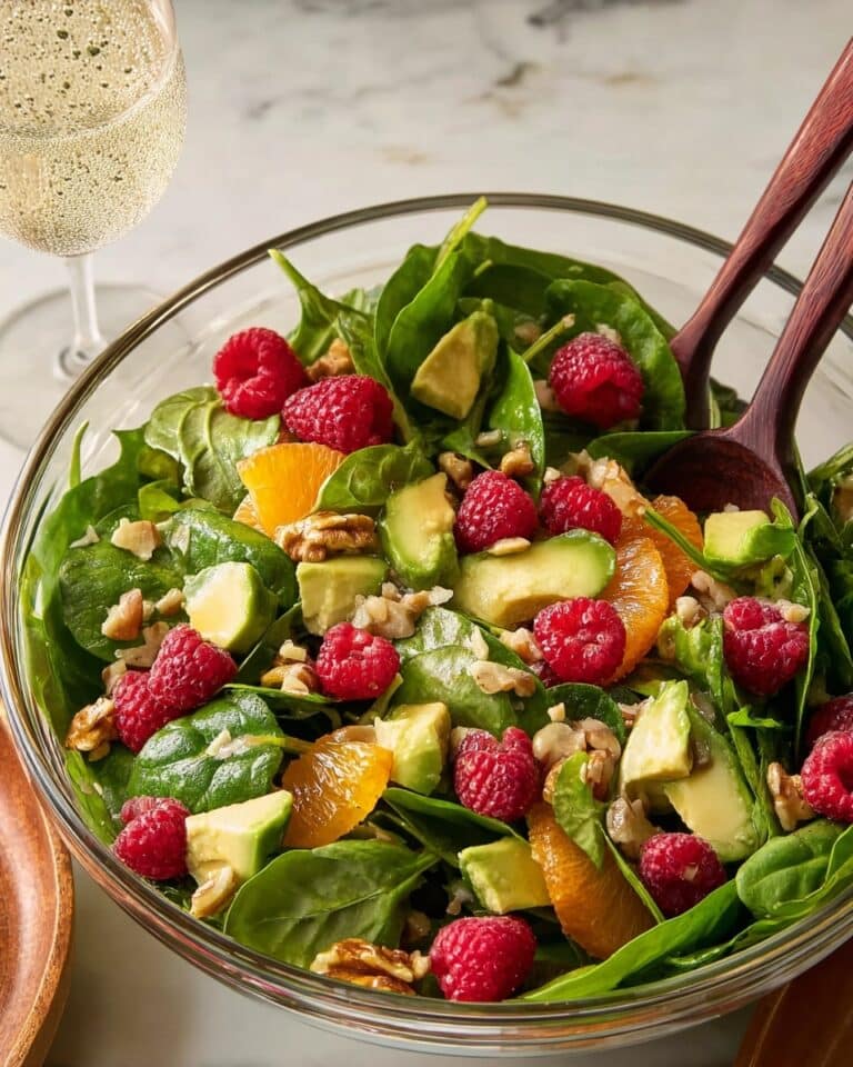 Raspberry-Spinach Salad with Avocado & Walnuts Recipe