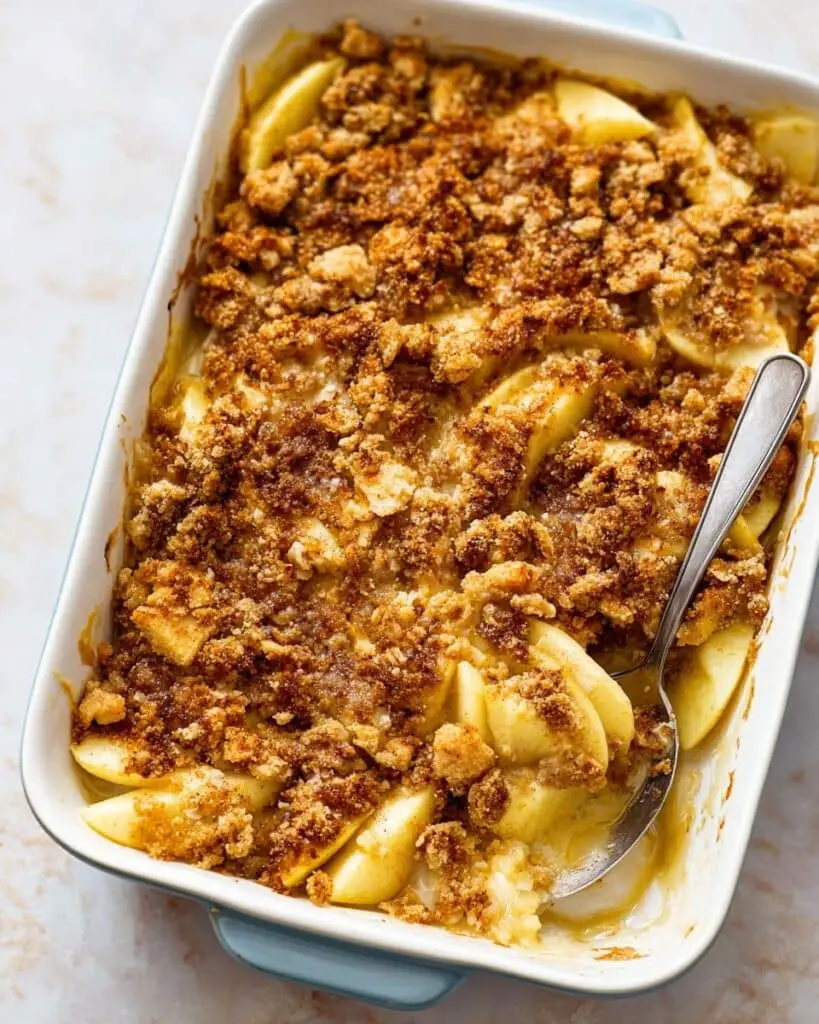 Brown Apple Croissant Betty with Vanilla Ice Cream Recipe