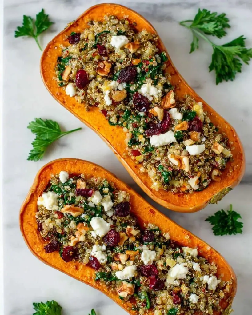 Stuffed Butternut Squash with Sausage, Mushrooms, Kale, and Gruyère Recipe