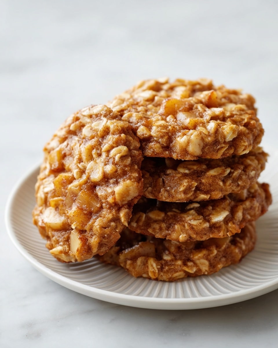 Several round oatmeal cookies are placed closely together on a white marbled surface. Each cookie has a rough texture with visible oats and chunks of light brown nuts or toffee pieces spread evenly across their golden-brown surface. The edges of the cookies are slightly darker and crispier, while the middle appears softer and lighter in color. The cookies have a slightly uneven, natural shape giving them a homemade look. Photo taken with an iphone --ar 4:5 --v 7