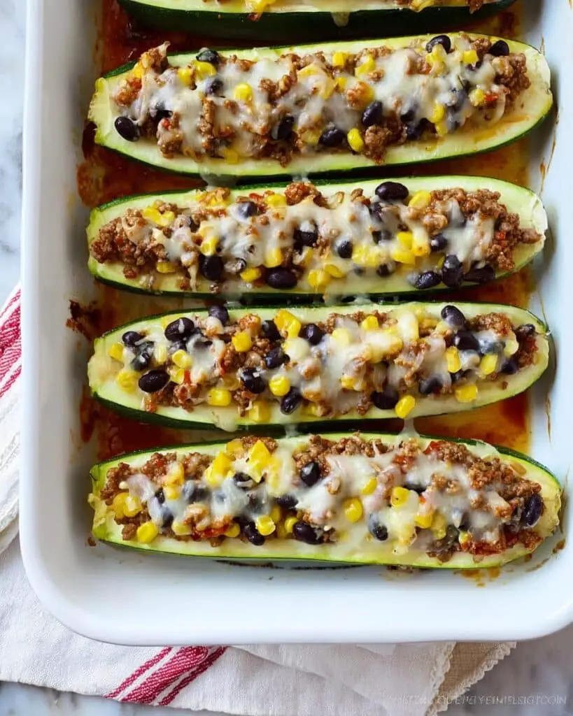 Turkey Santa Fe Zucchini Boats Recipe