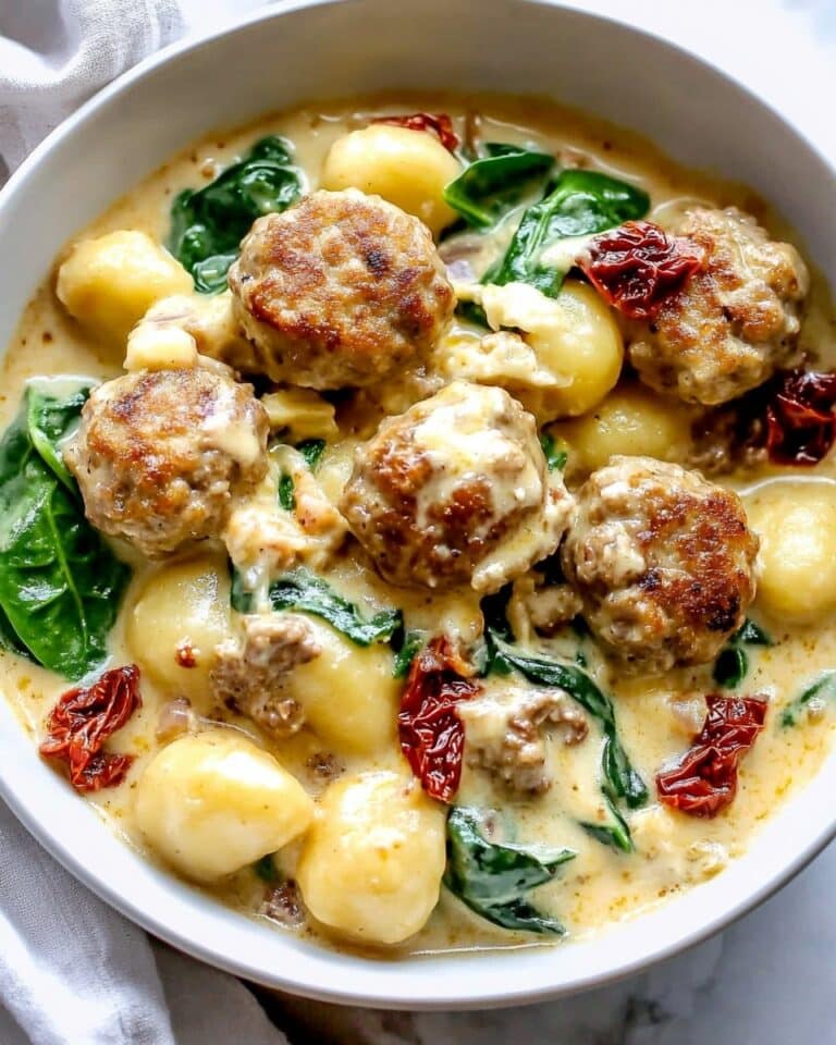 Slow Cooker Tuscan Chicken Meatballs with Gnocchi Recipe