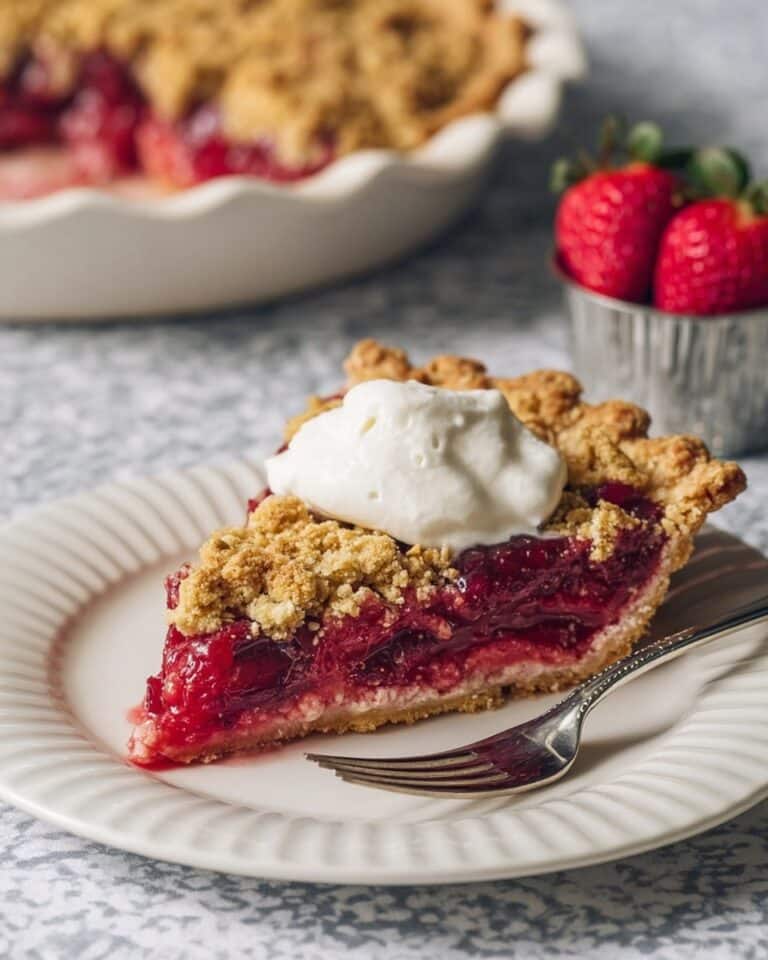 Roasted Strawberry Rhubarb Pie with Crumble Topping Recipe
