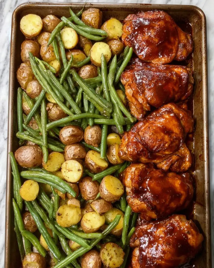 Sheet Pan BBQ Chicken with Potatoes and Green Beans Recipe
