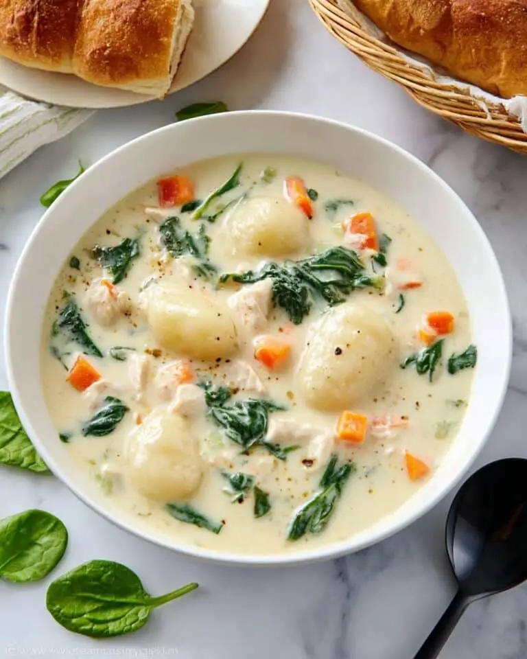 Creamy Chicken Gnocchi Soup with Spinach and Herbs Recipe