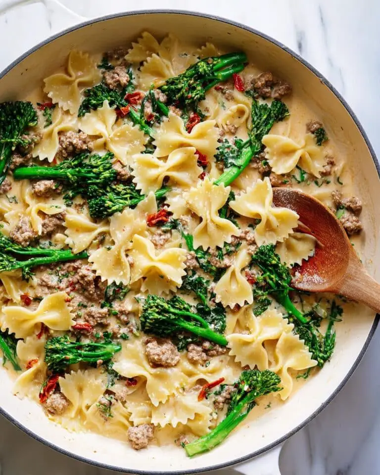 Bow-Tie Pasta with Sausage and Broccoli in a Creamy Tomato Sauce Recipe