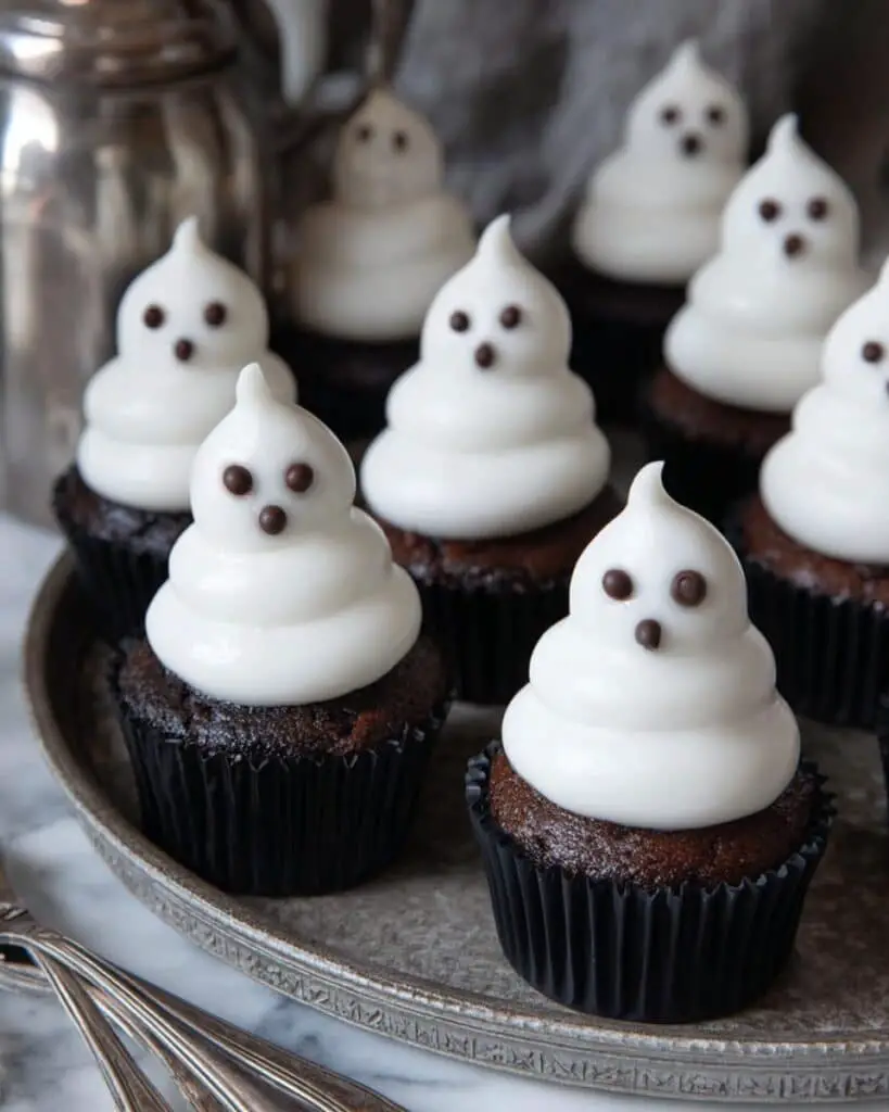 Chocolate Ghost Cupcakes with Italian Meringue Topping Recipe