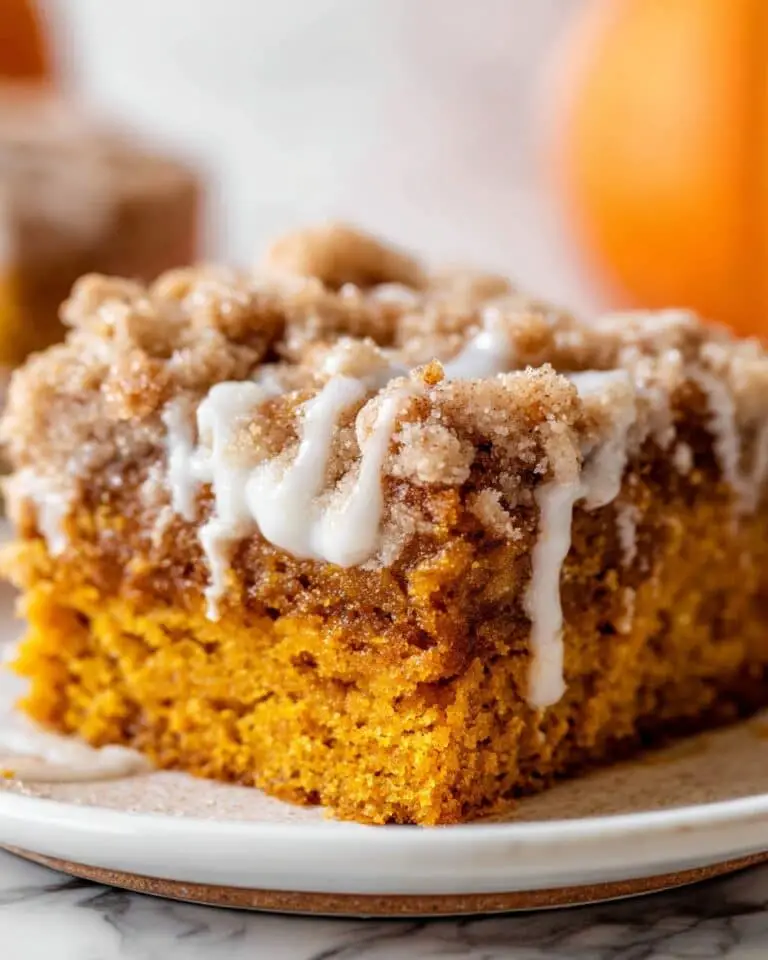 Pumpkin Coffee Cake with Streusel Topping and Vanilla Drizzle Recipe