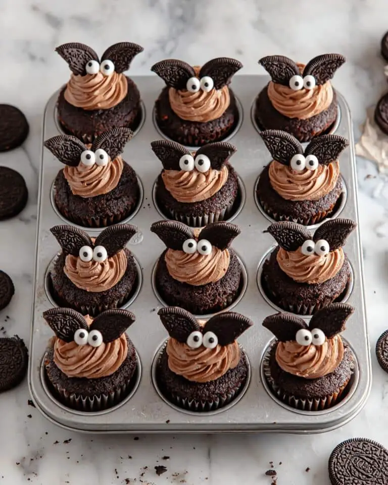 Bat Halloween Oreo Cupcakes with Chocolate Frosting and Candy Eyeballs Recipe