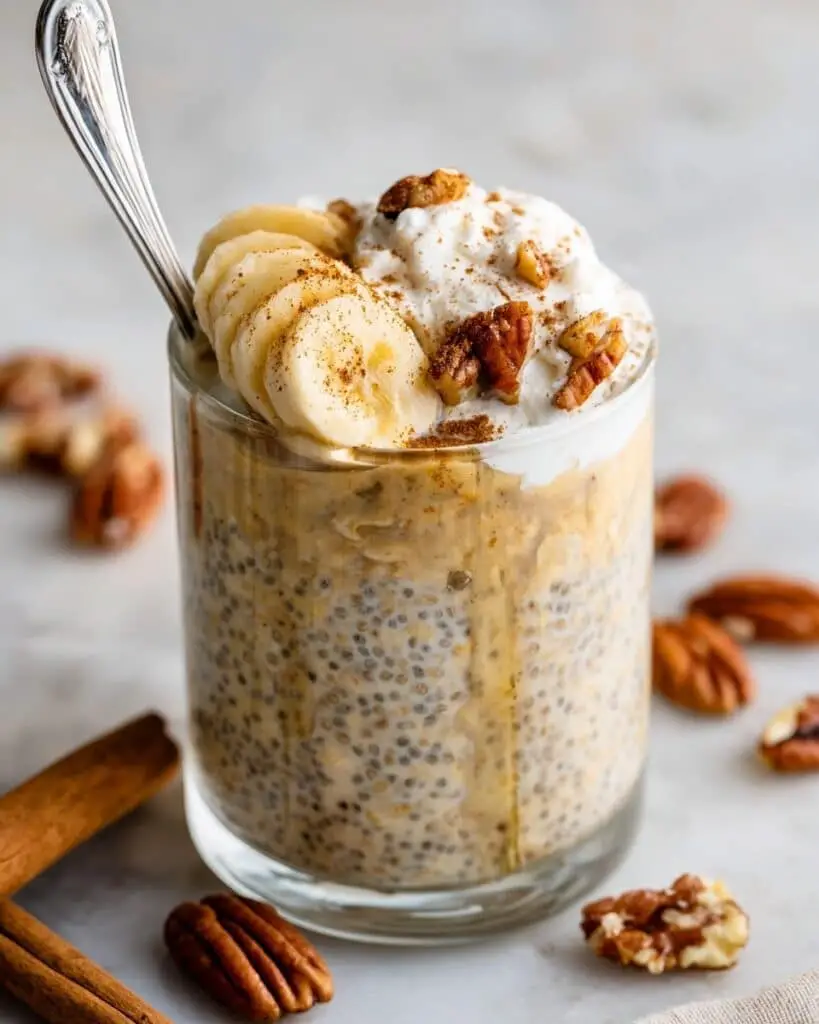 Pumpkin Overnight Oats with Bananas and Nuts Recipe