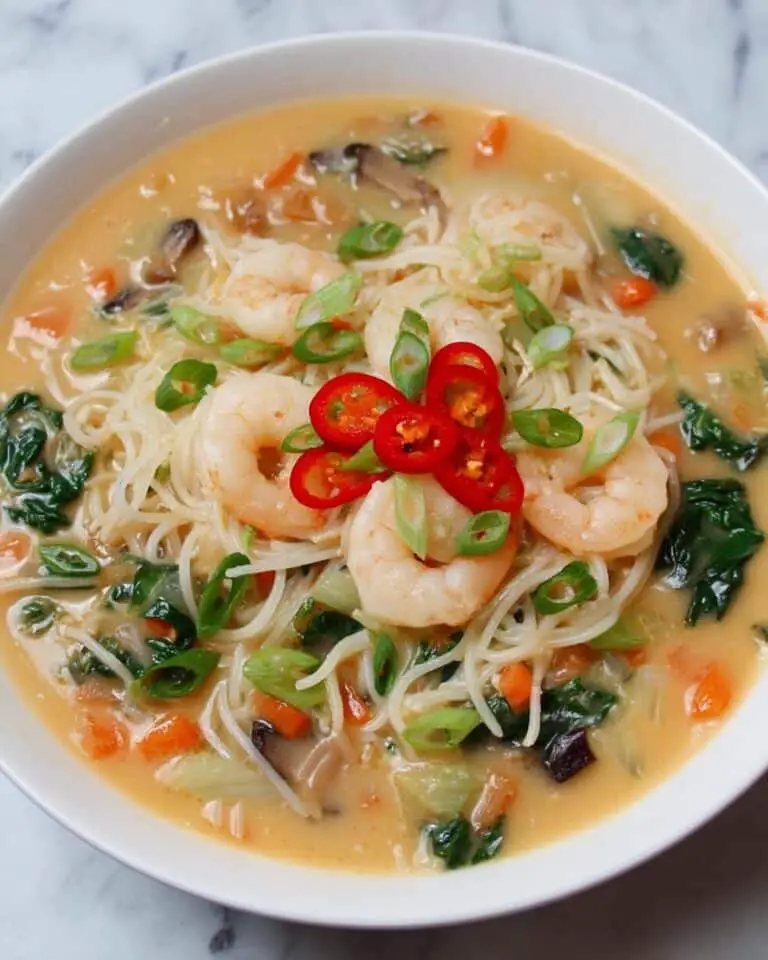 Pad Thai Soup with Shrimps and Vegetables Recipe