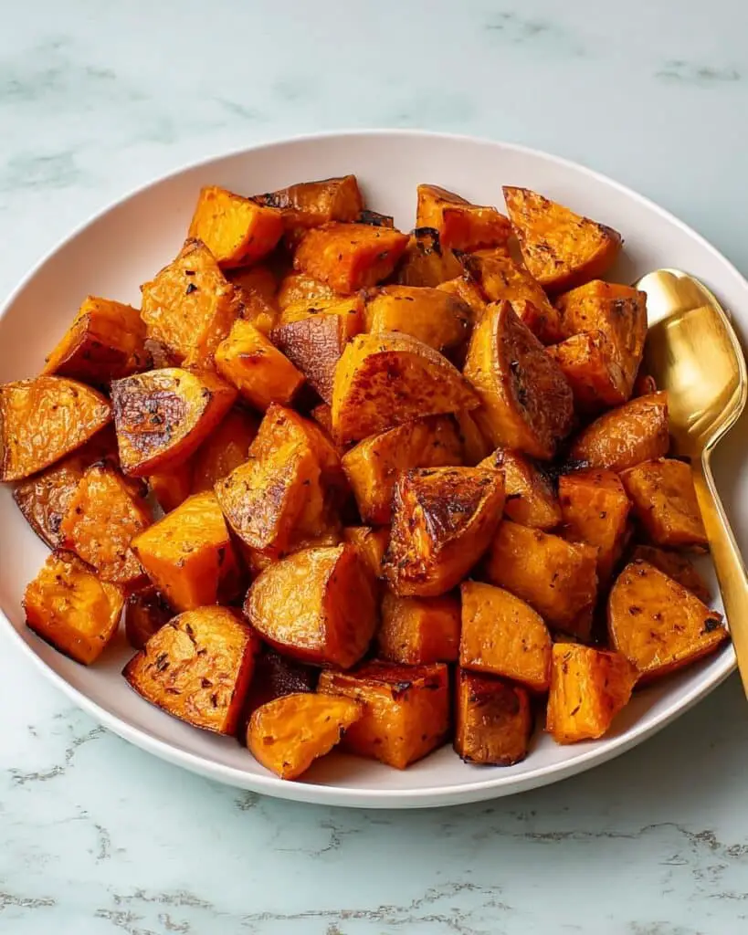 Roasted Sweet Potato Cubes with Garlic, Paprika, and Rosemary Recipe