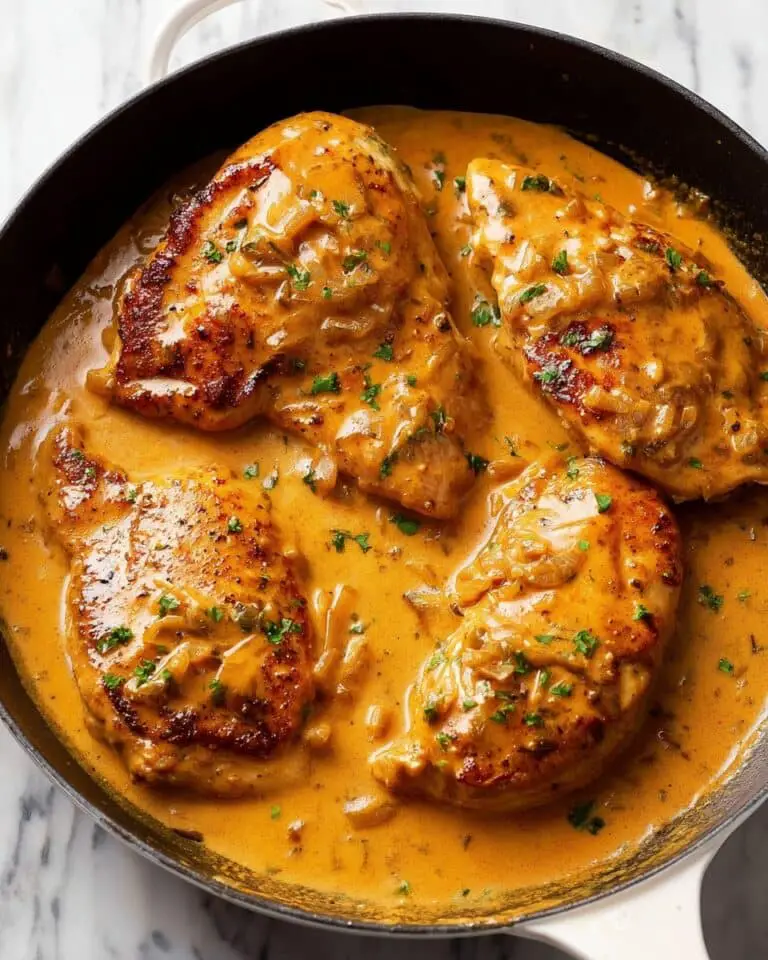 Creamy Smothered Chicken with Onion Gravy Recipe