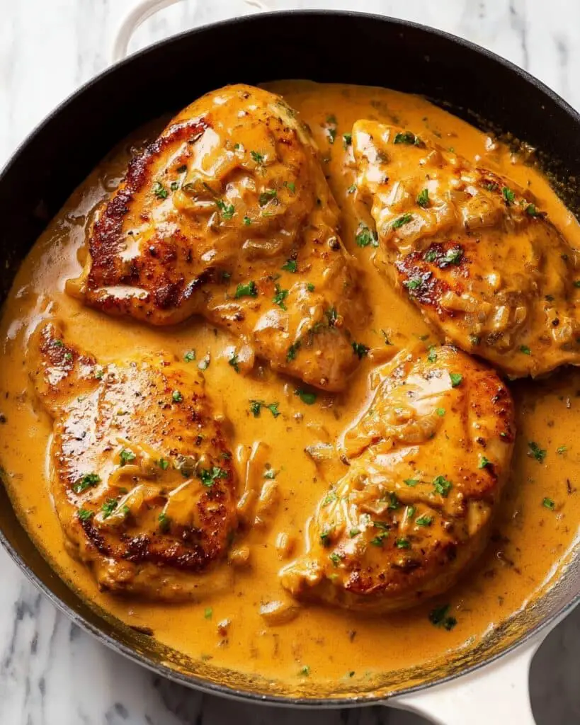 Creamy Smothered Chicken with Onion Gravy Recipe