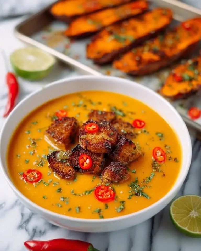 Curried Squash Soup with Red Curry Butter Croutons Recipe