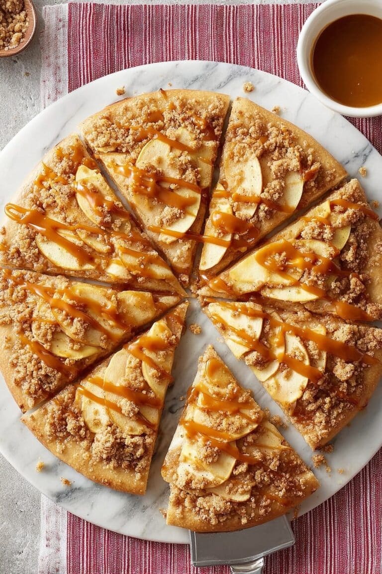 Apple Pizza with Cream Cheese, Cinnamon Apples, and Streusel Topping Recipe
