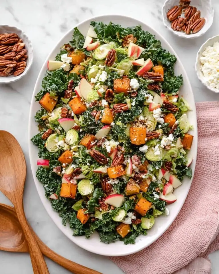 Fall Harvest Salad with Roasted Sweet Potatoes, Kale, Apples, and Candied Pecans Recipe